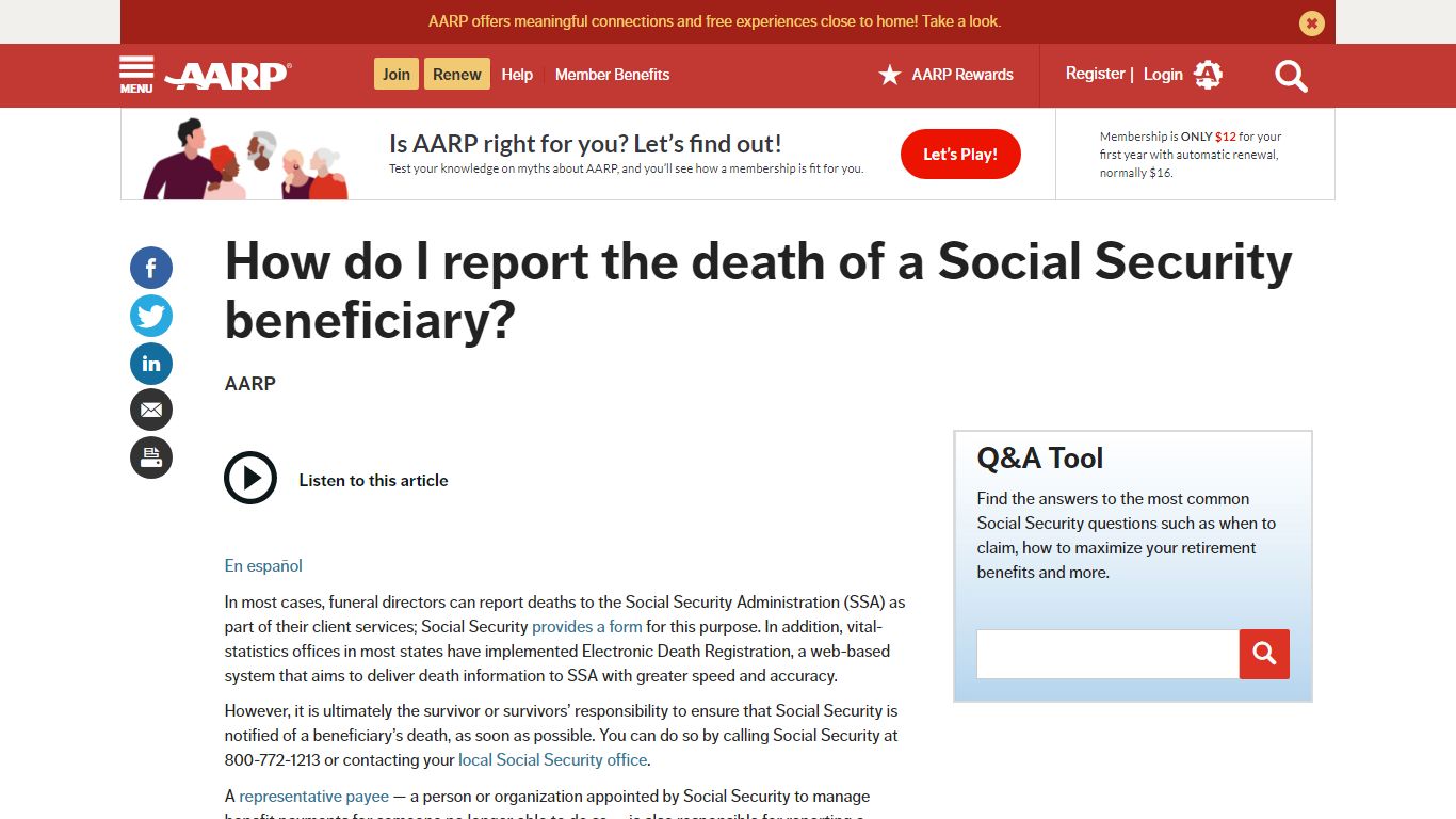 How To Report A Death To Social Security - AARP